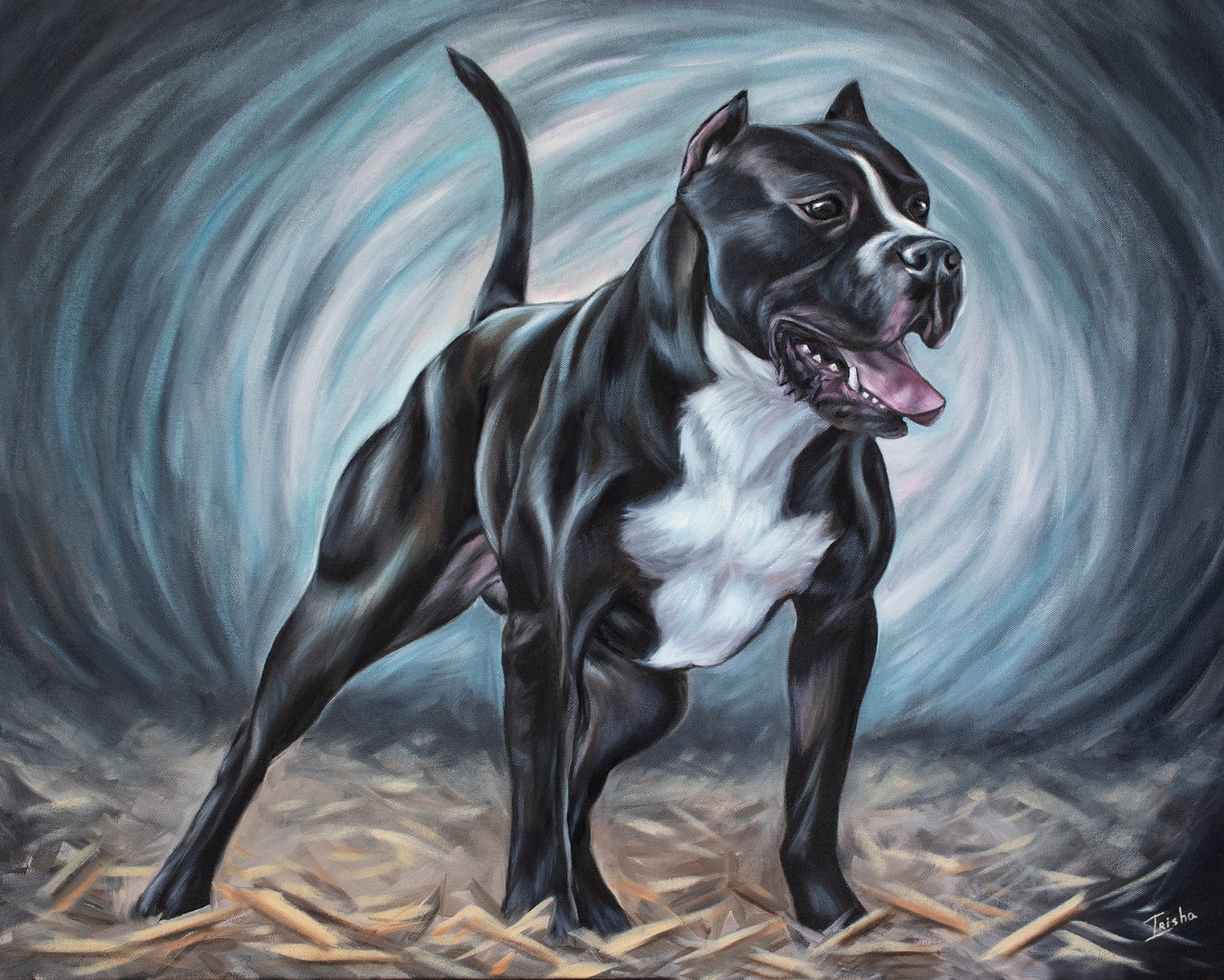 american pit bull terrier painting