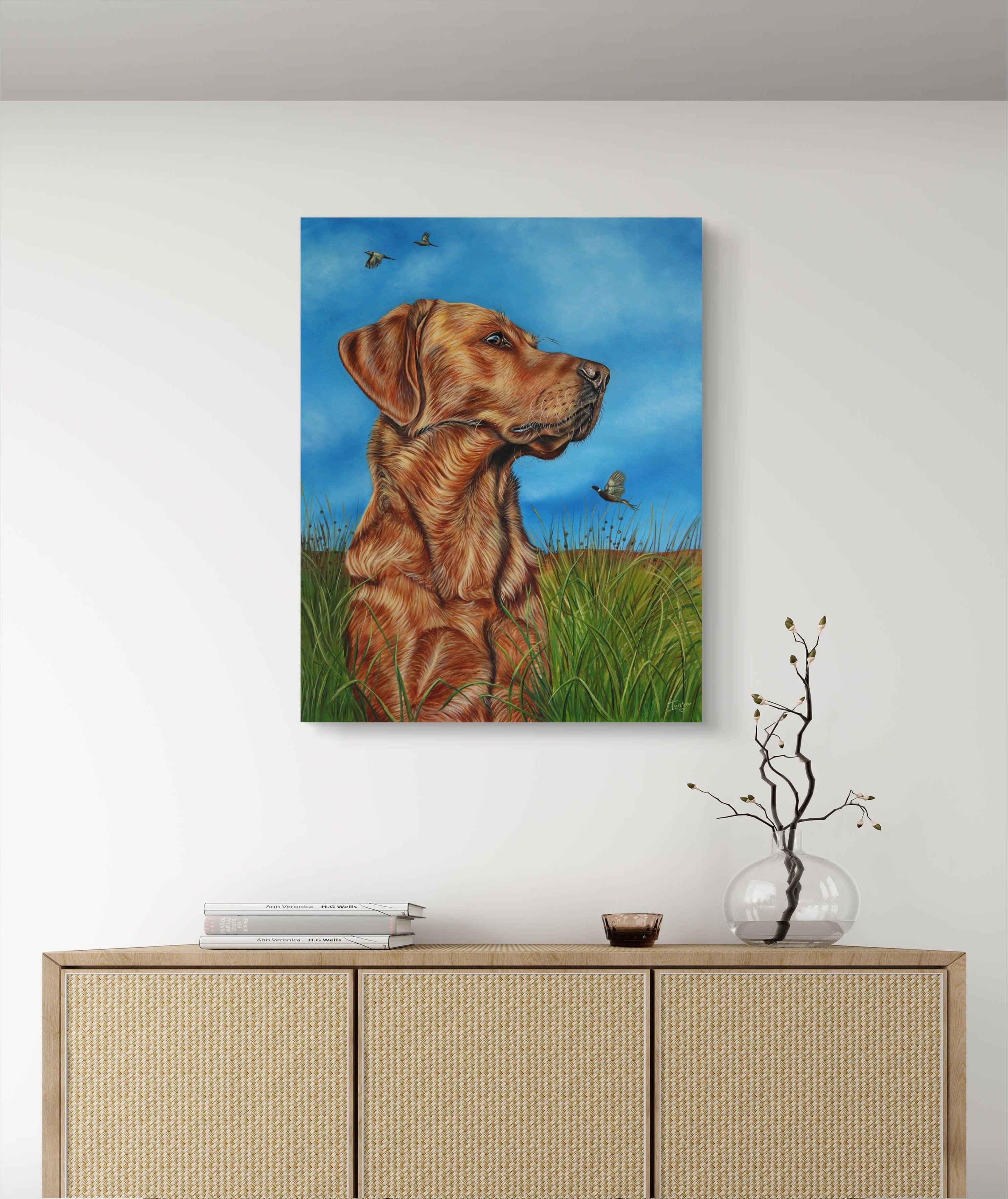 art for sale Red Labrador dog painting