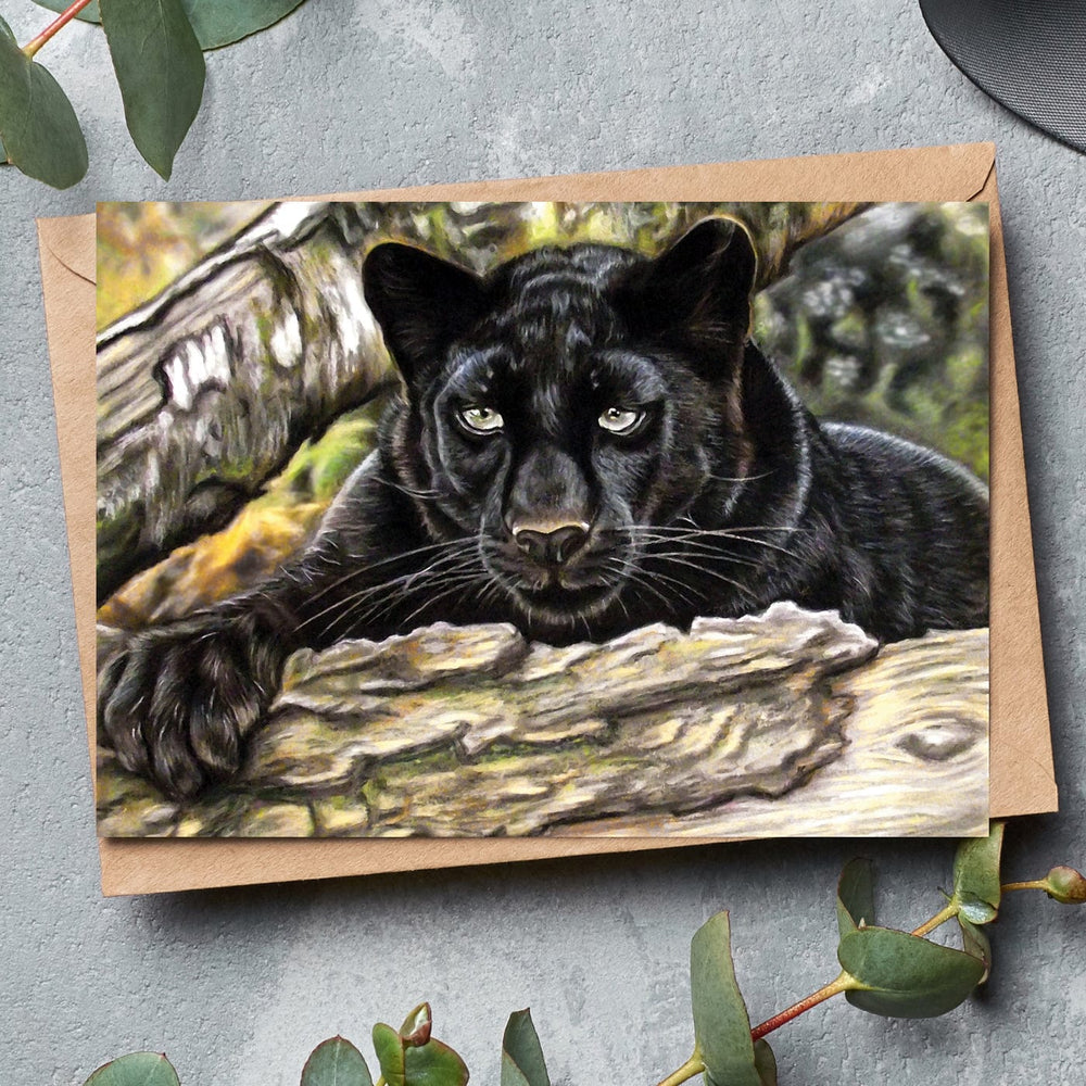 black panther fine art greeting card