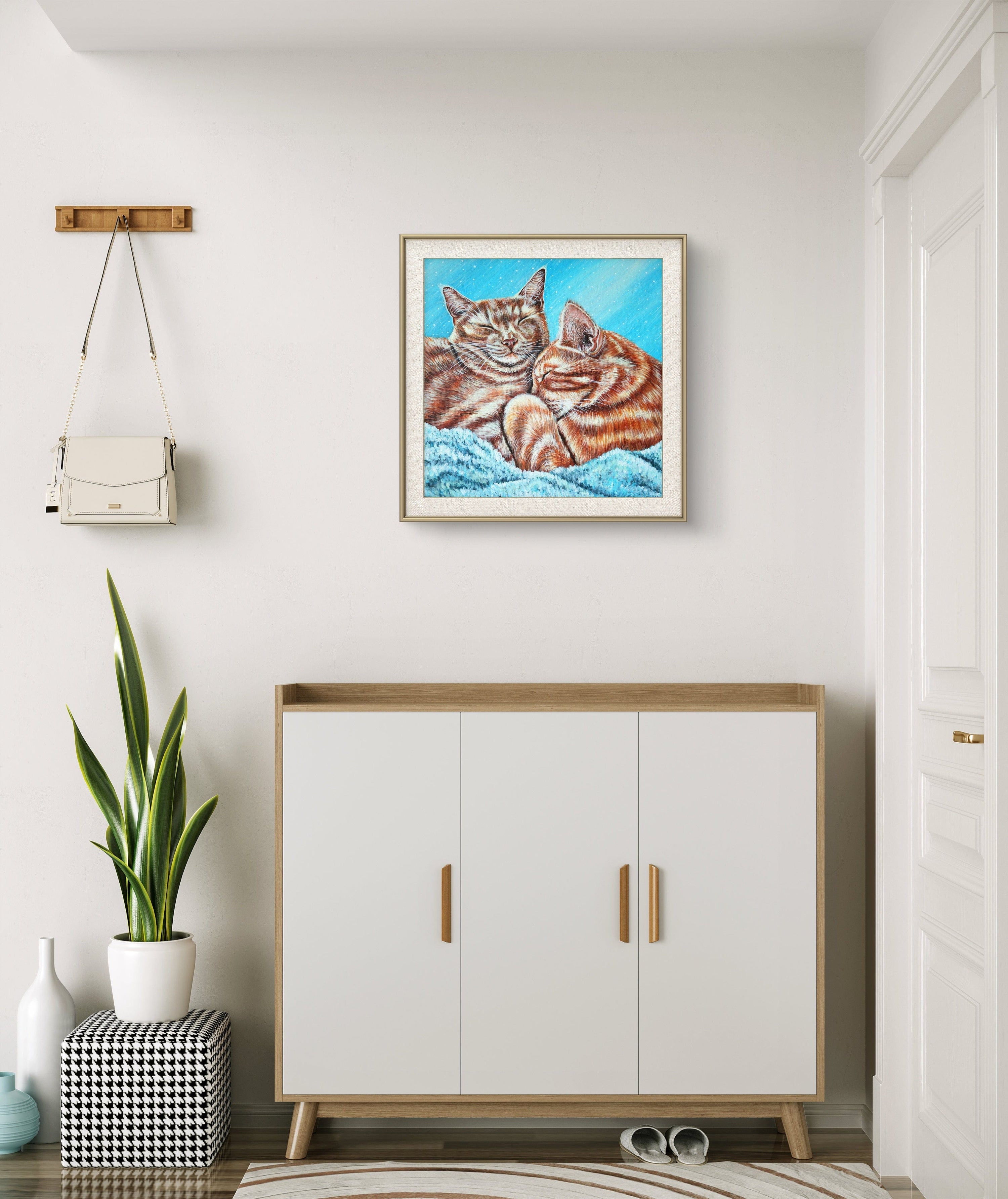 Original Acrylic Painting for Sale – Ginger Cats - "Whiskered Dreams"