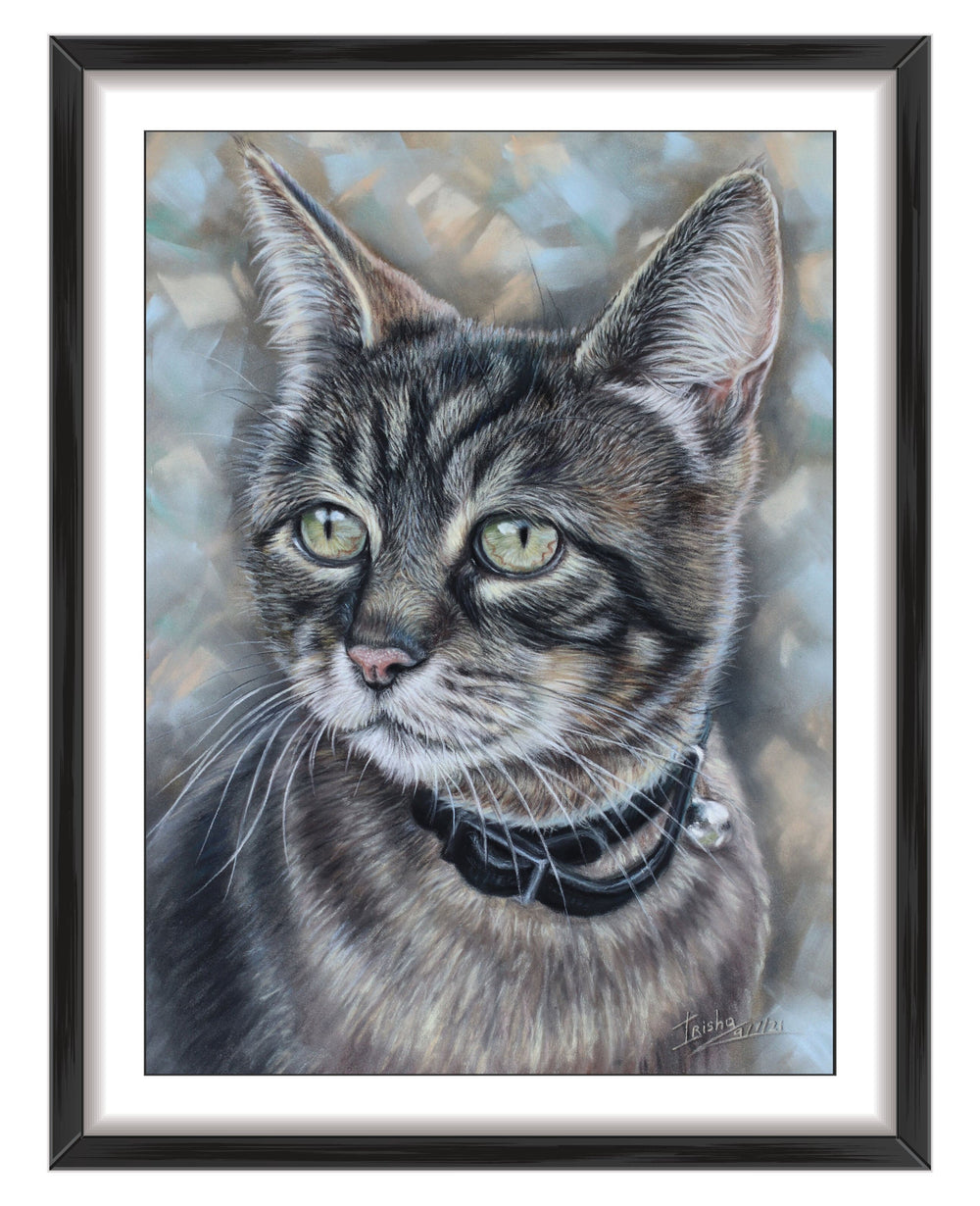 custom portrait painting of a tabby cat
