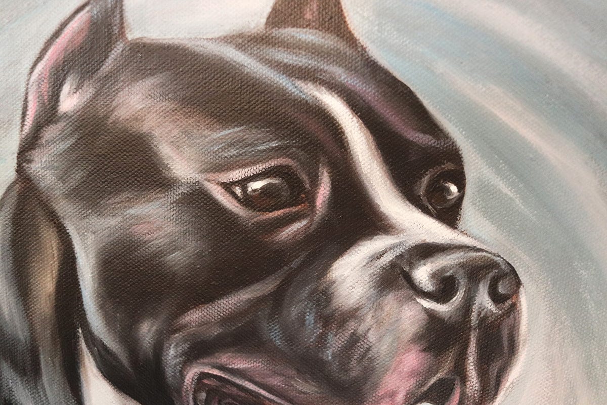 Original  Oil Painting for Sale - American Pit Bull Terrier - 'Galactic Guardian'
