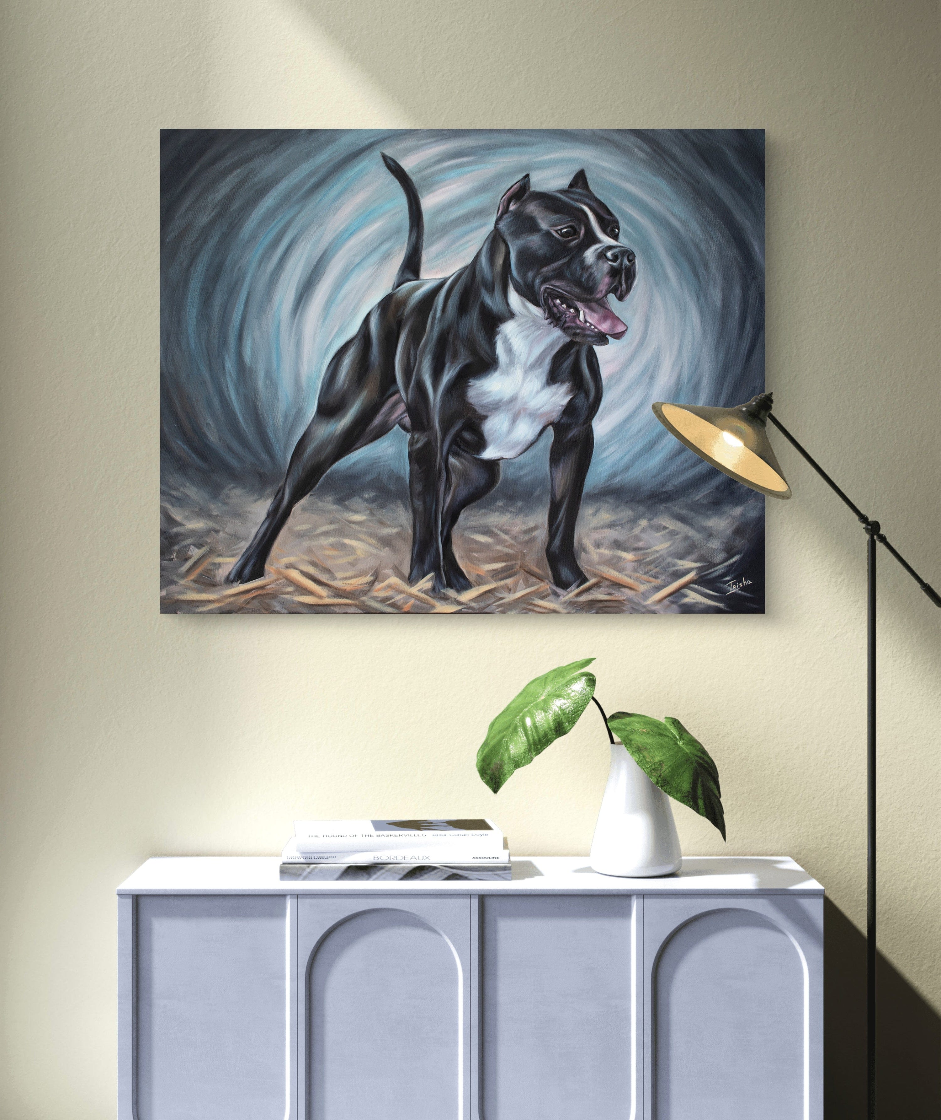 dog art painting of pit bull terrier