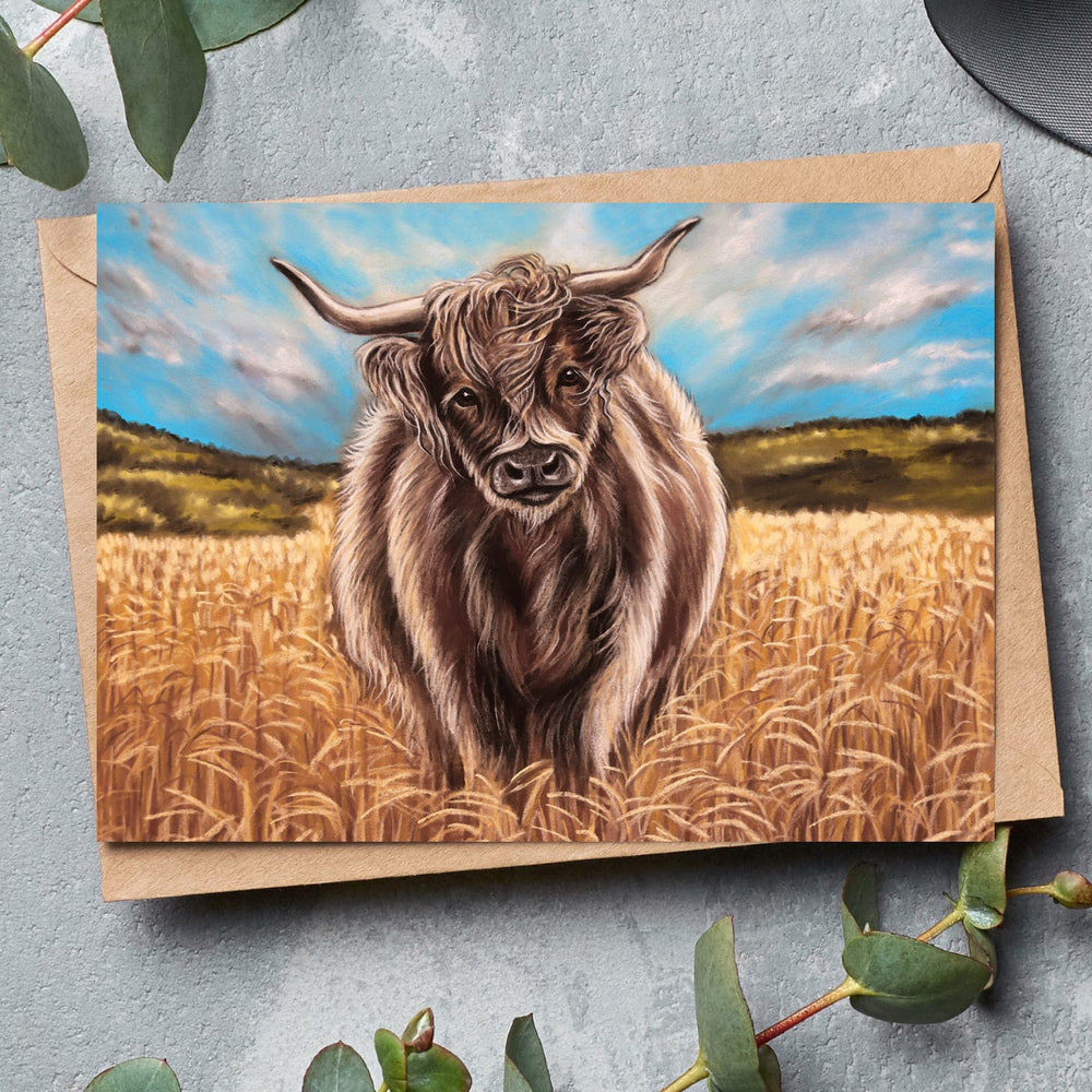 highland cow fine art greeting card