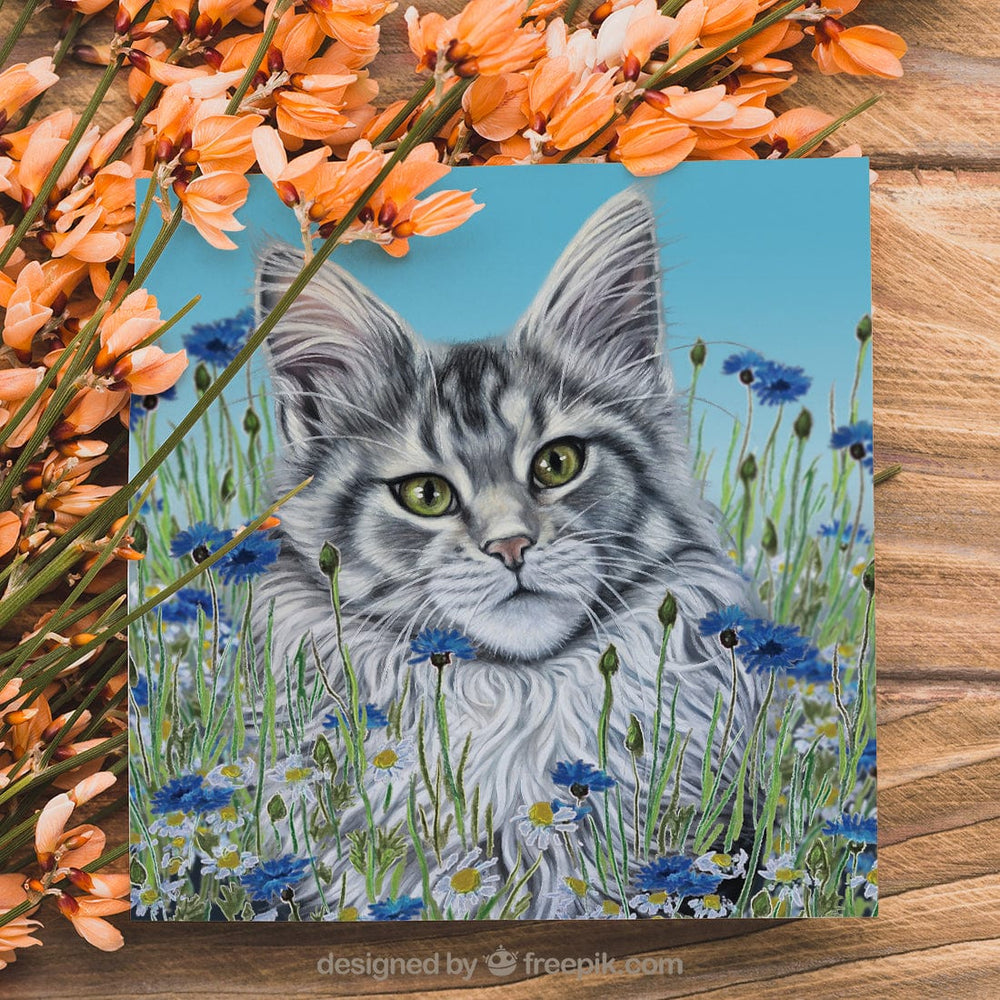 maine coon greeting card for cat lovers