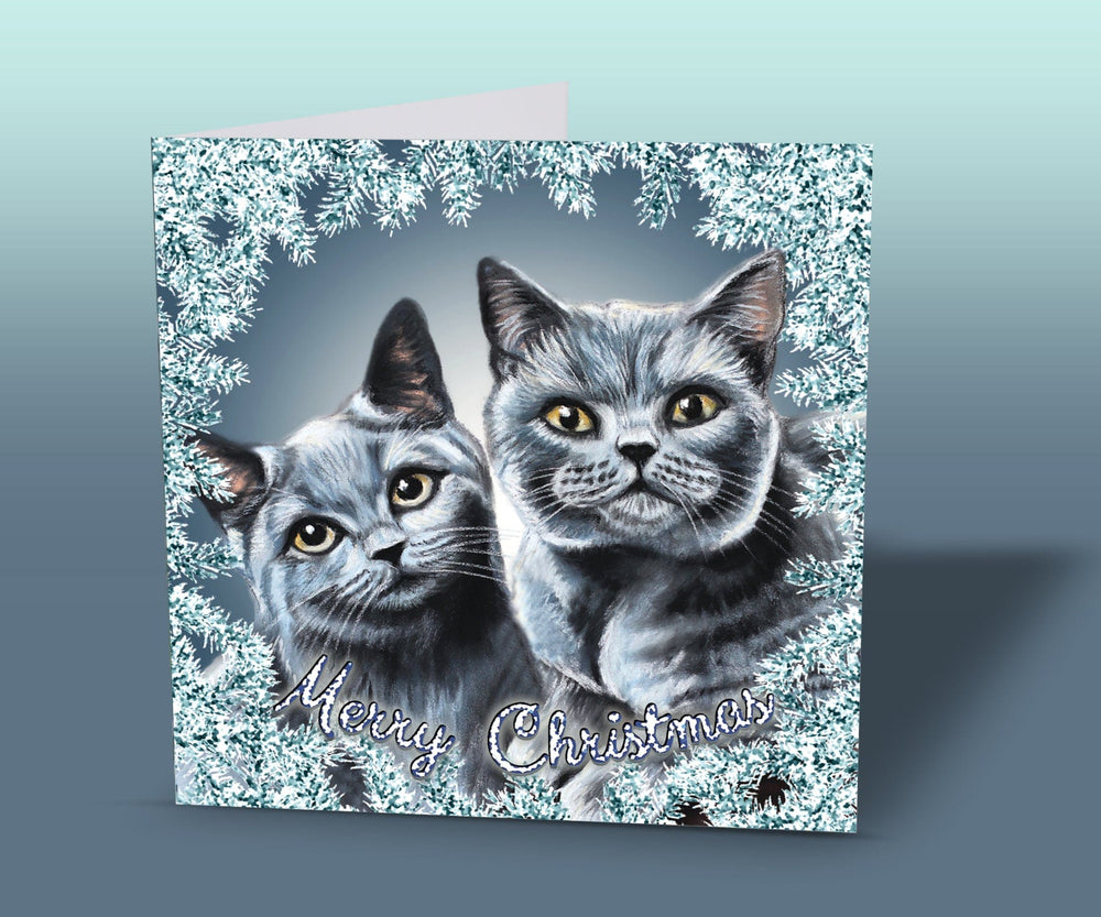 british shorthair cats christmas card