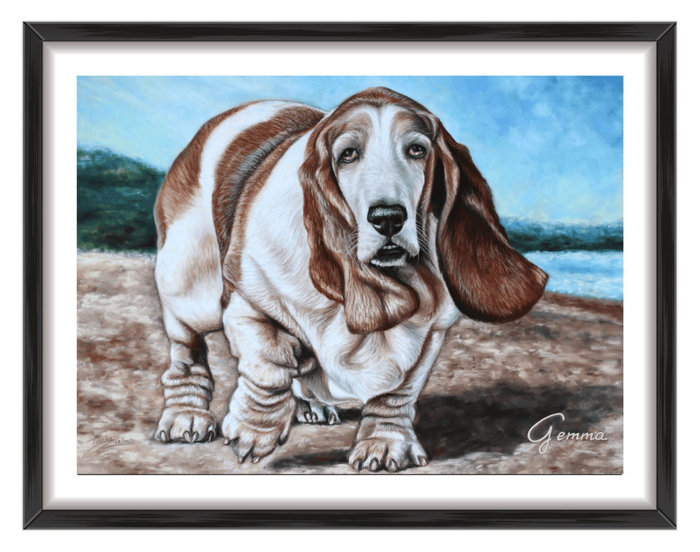 dog custom portrait of Basset Hound
