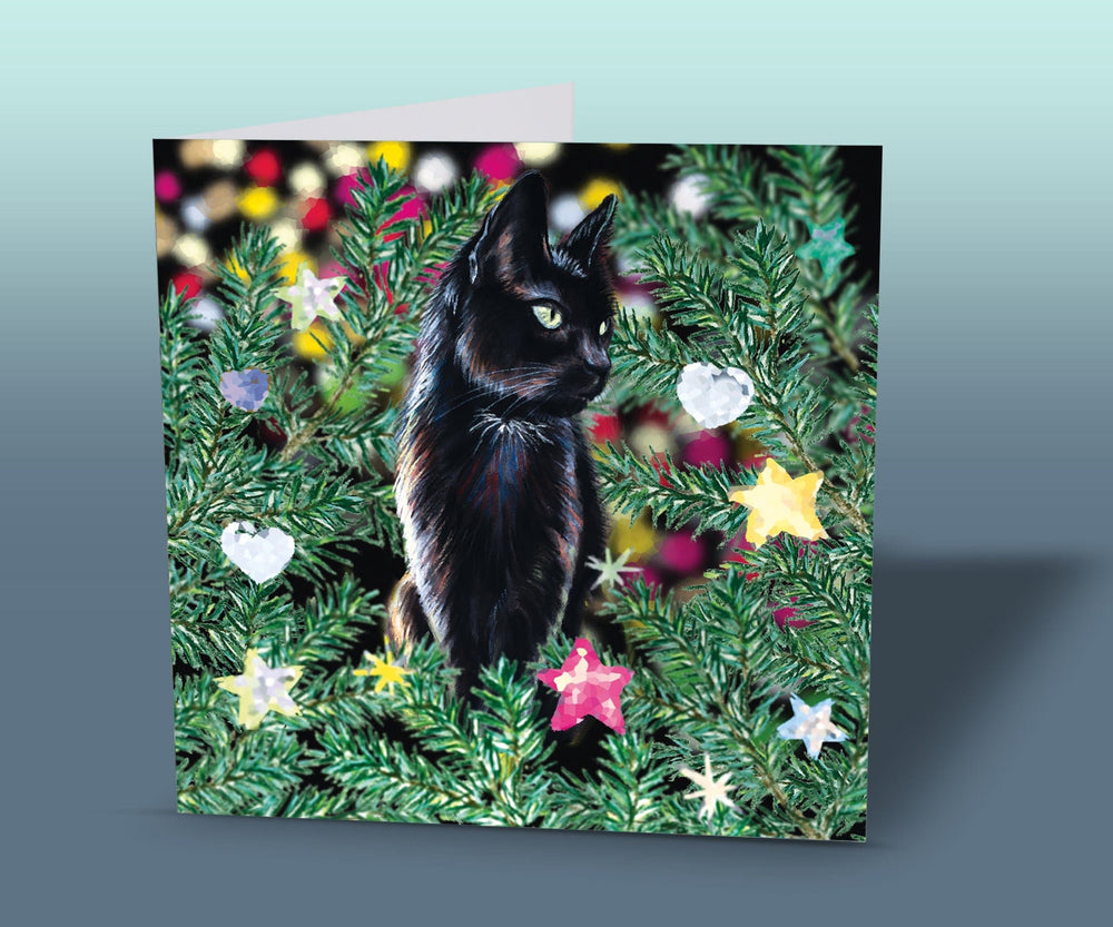 christmas card black cat