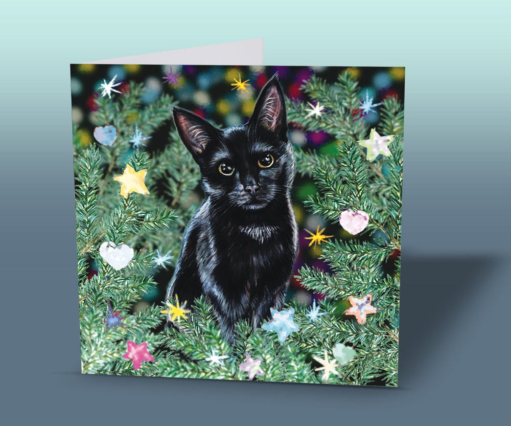 black cat christmas card