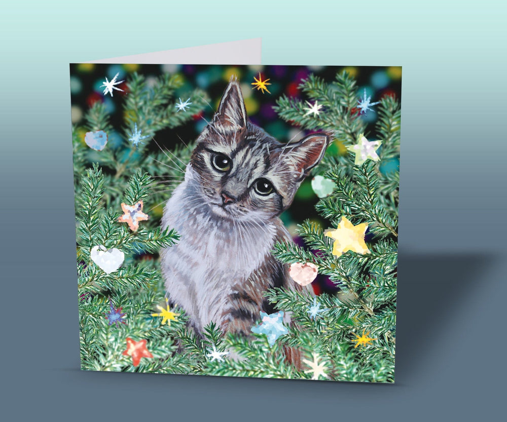 tabby cat christmas card