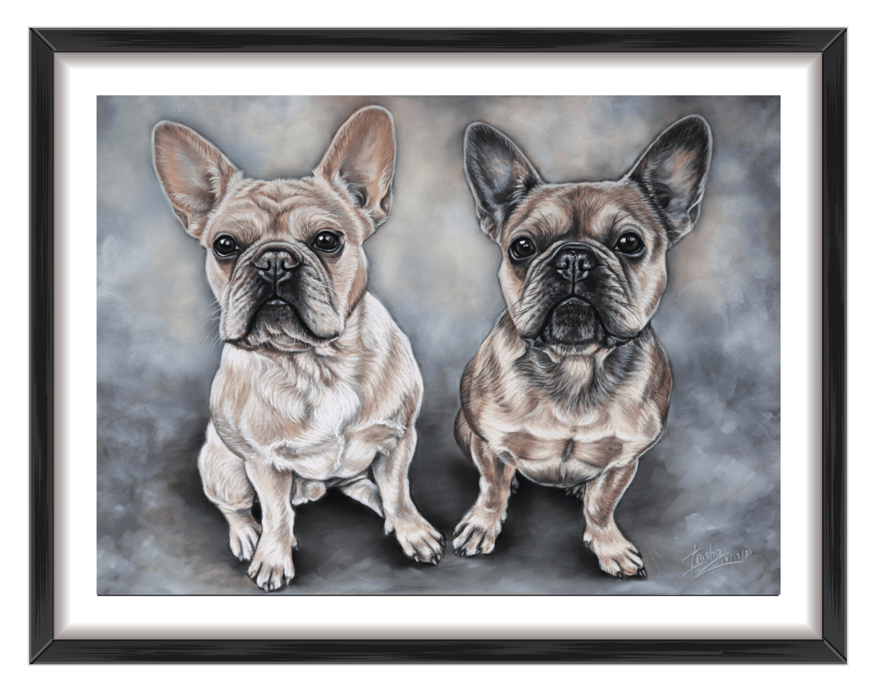 custom dog portrait of french bulldogs uk