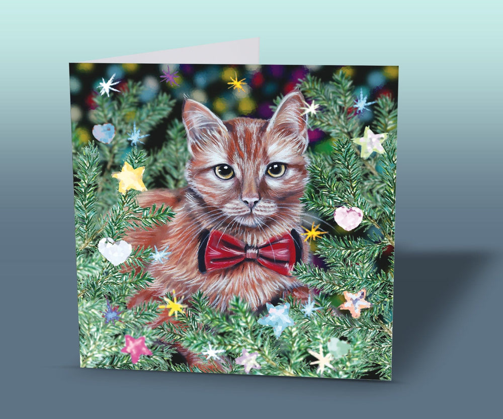 christmas card ginger cat