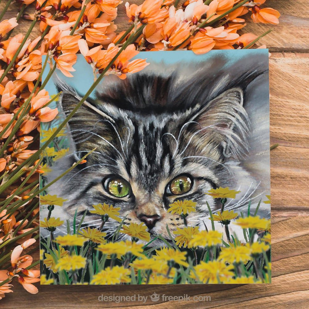 greeting card featuring beautiful siberian cat