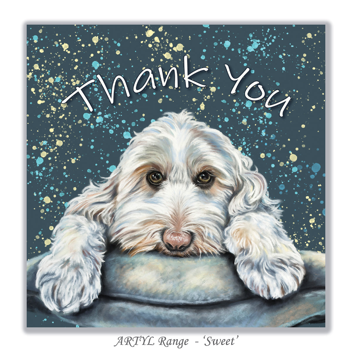 White Labradoodle Thank You Card