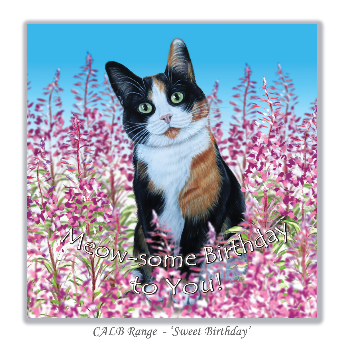 Tri-coloured Cat Birthday Card