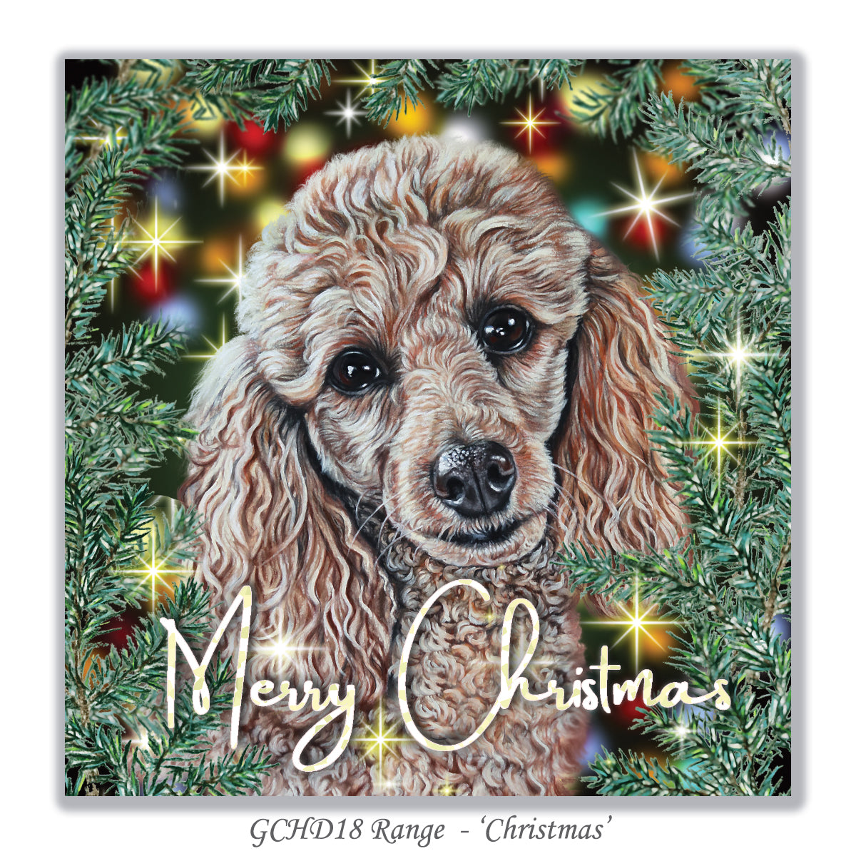 christmas card with poodle on