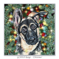 christmas card with german shepherd on