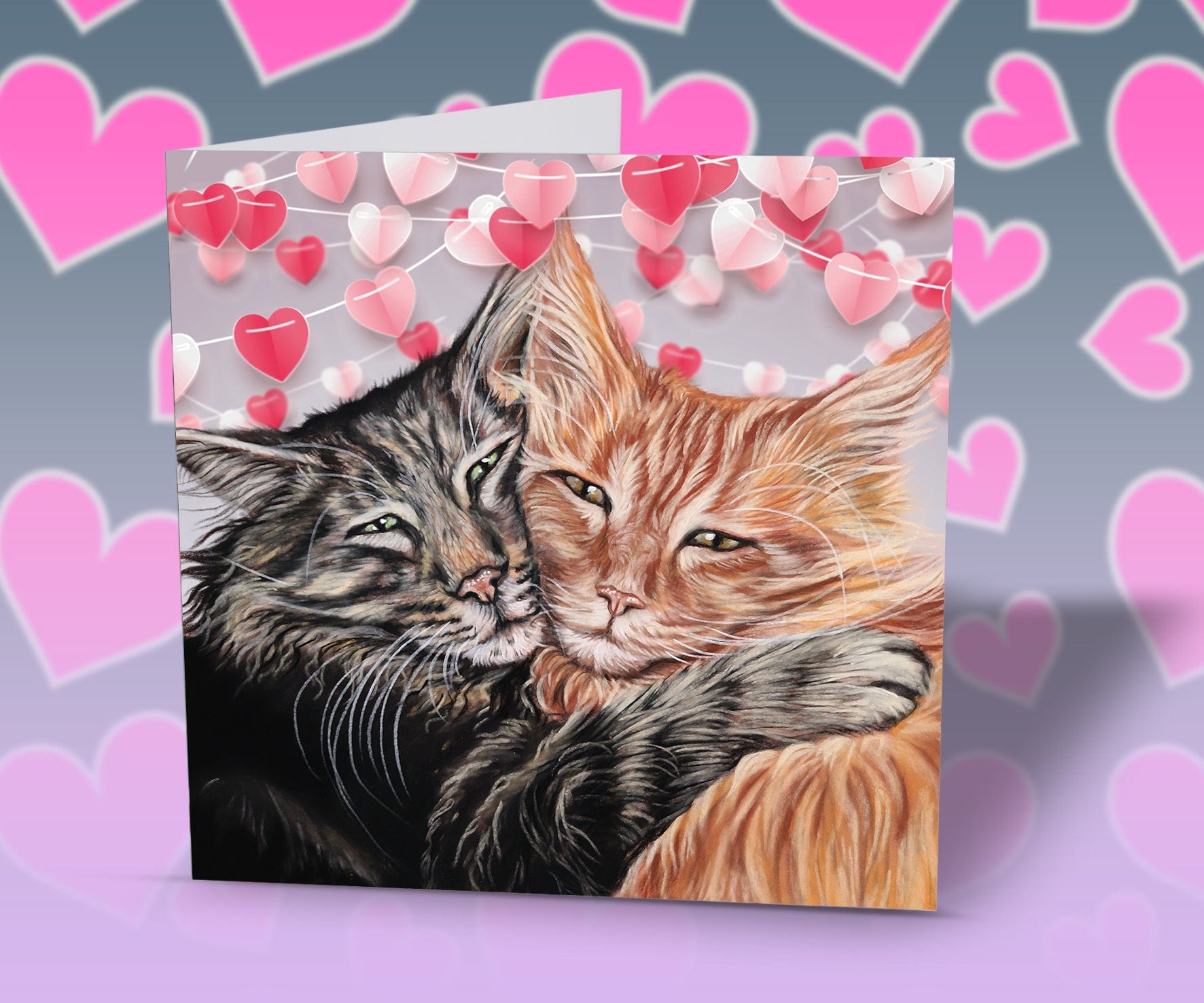 maine coon cats valentines card