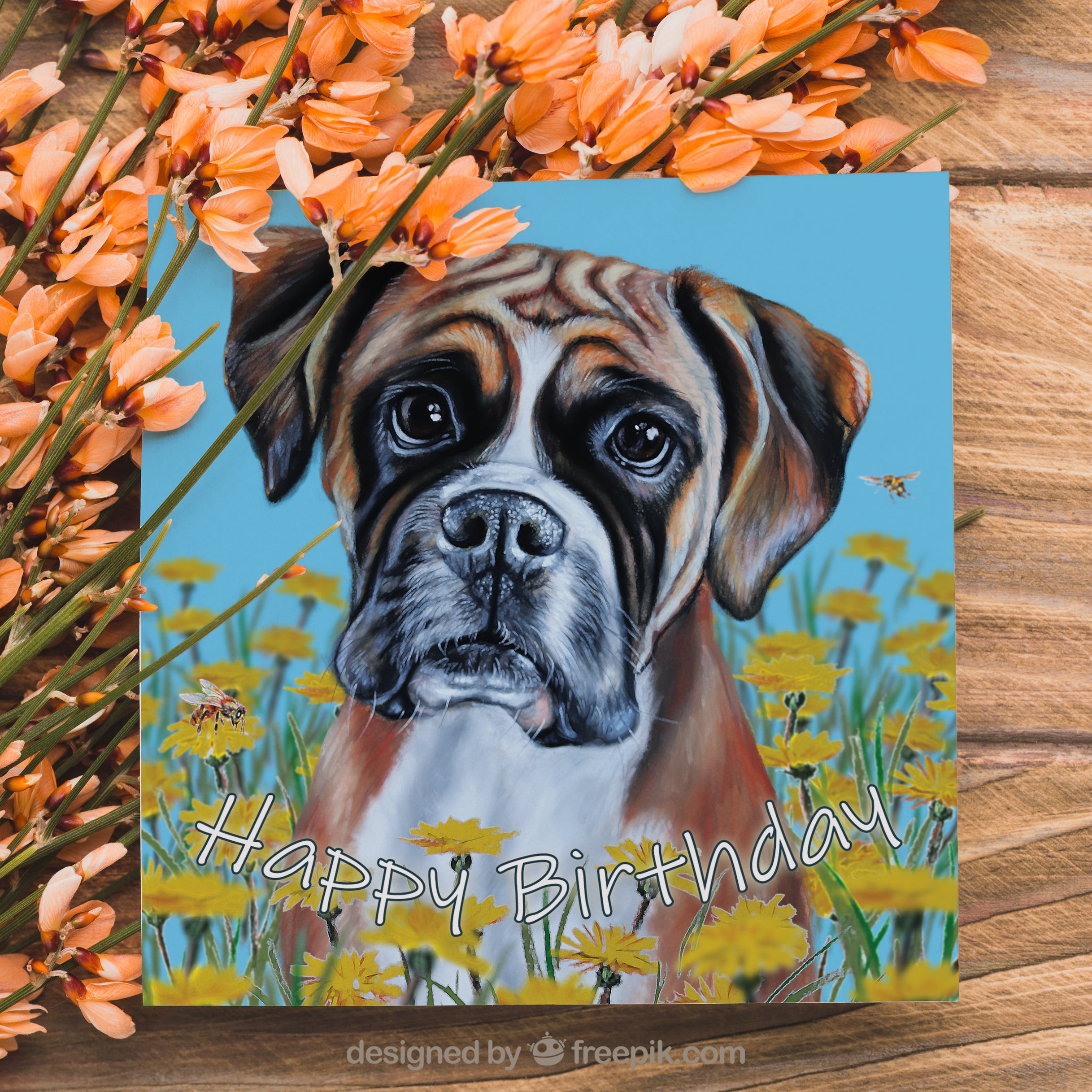 birthday card german boxer