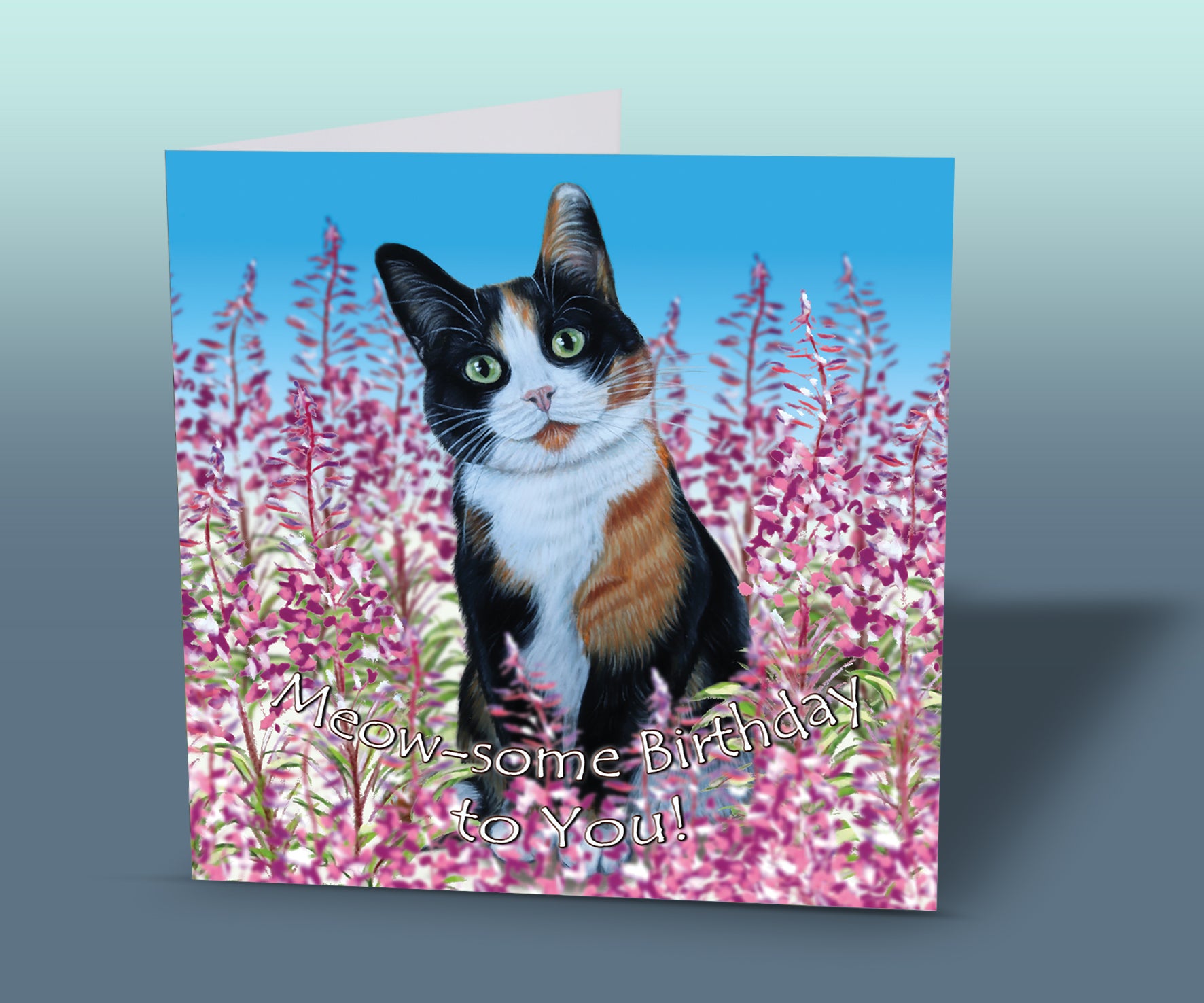 Tri-coloured Cat Birthday Card