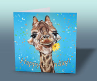 birthday card with giraffe