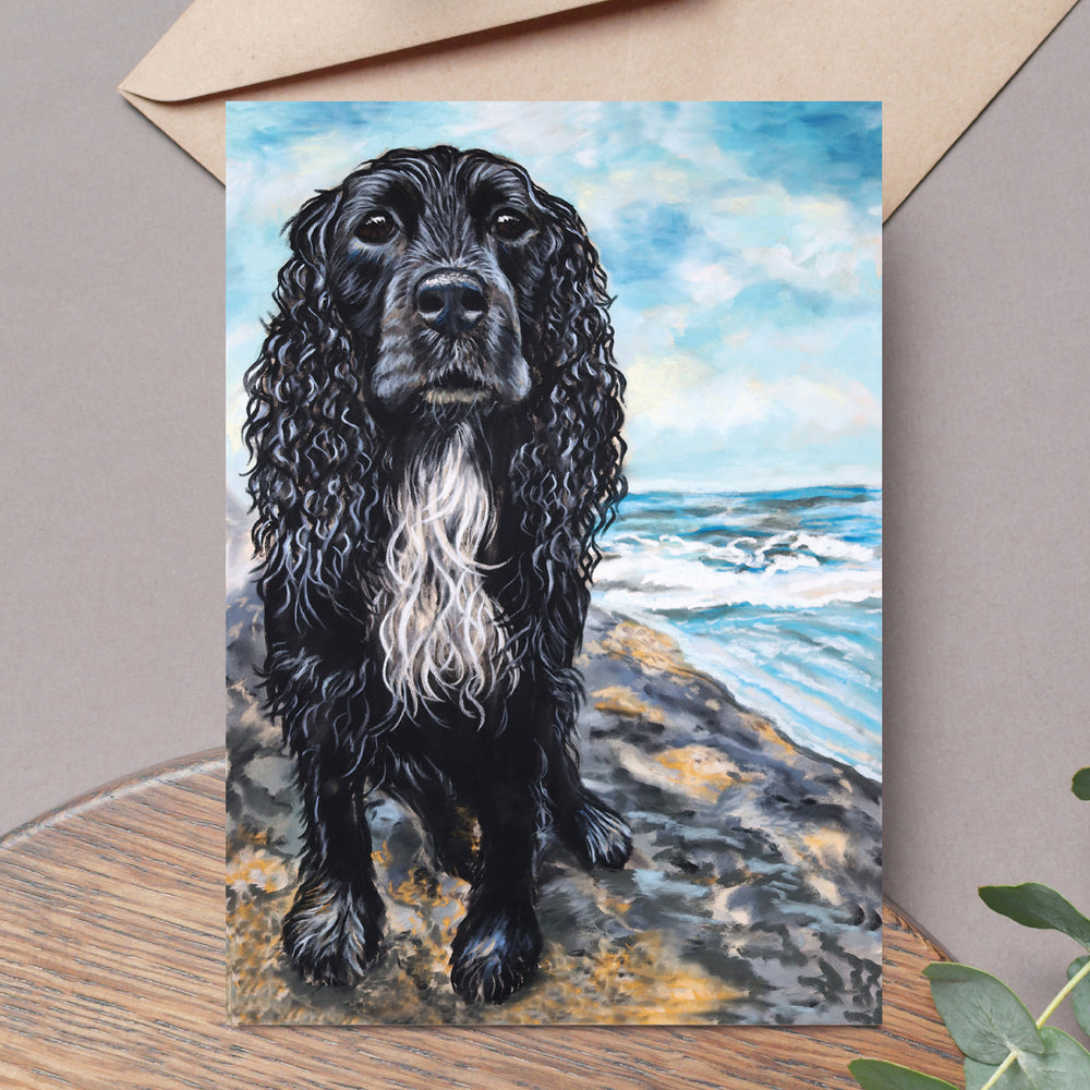 black spaniel card