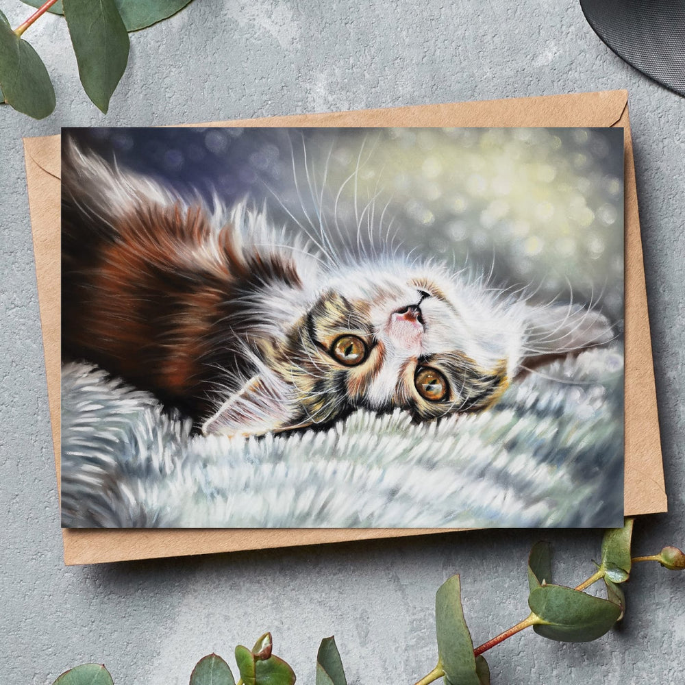 calico cat fine art greeting card