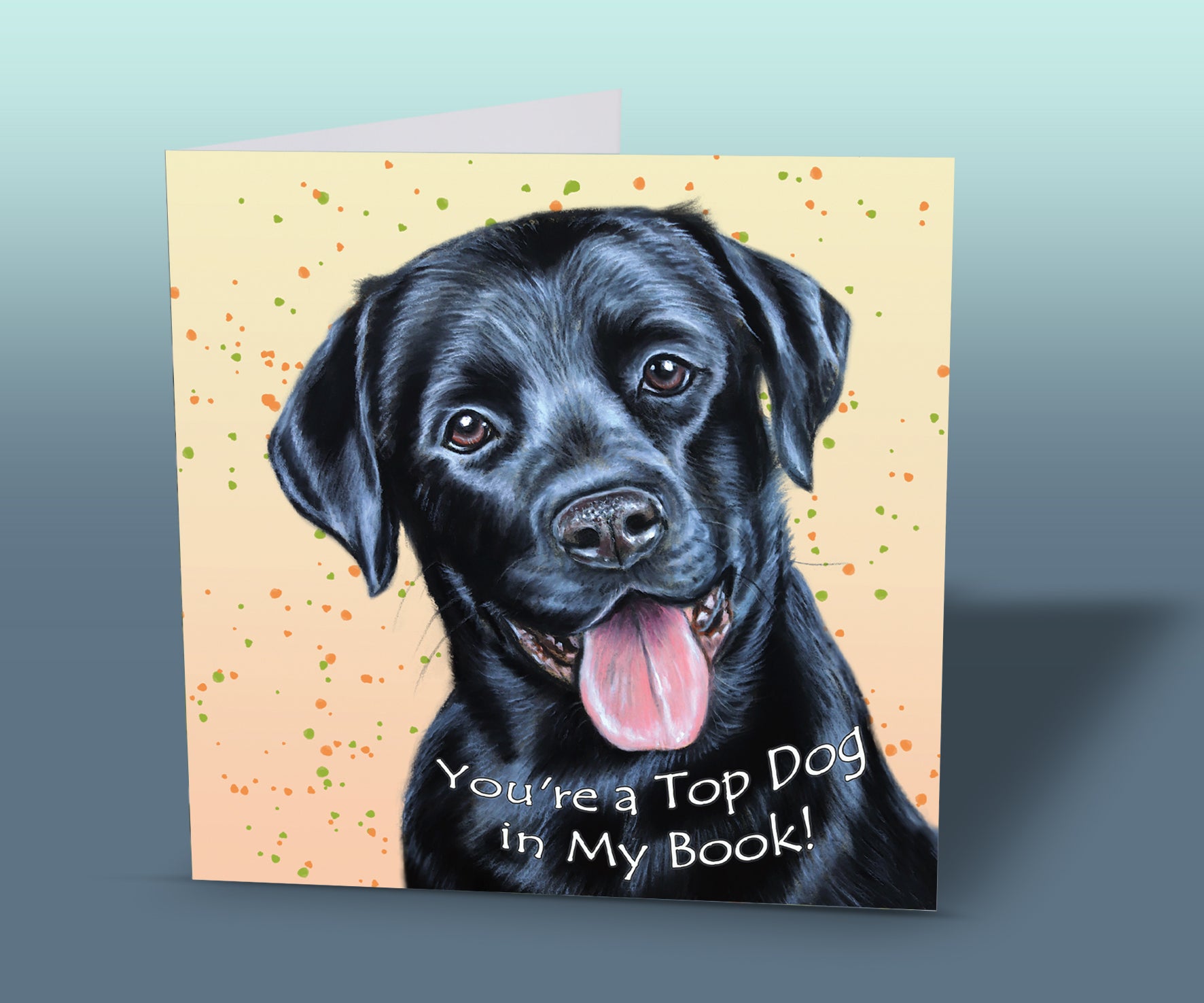 card with black labrador