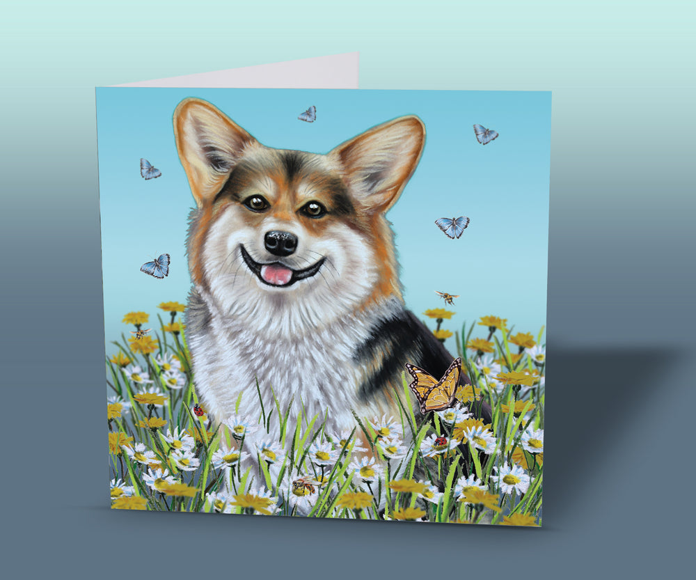 card with corgi