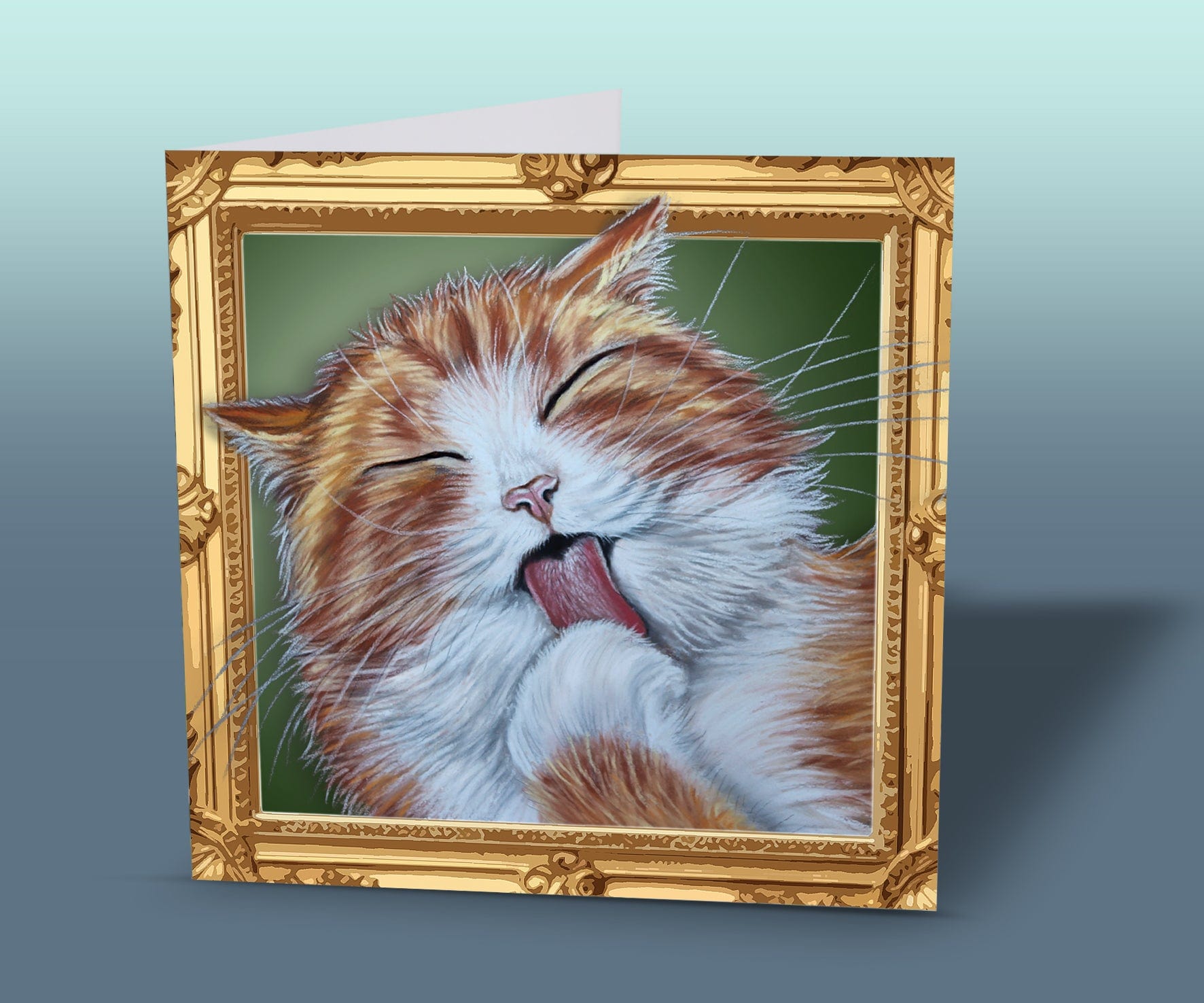ginger and white cat greeting card