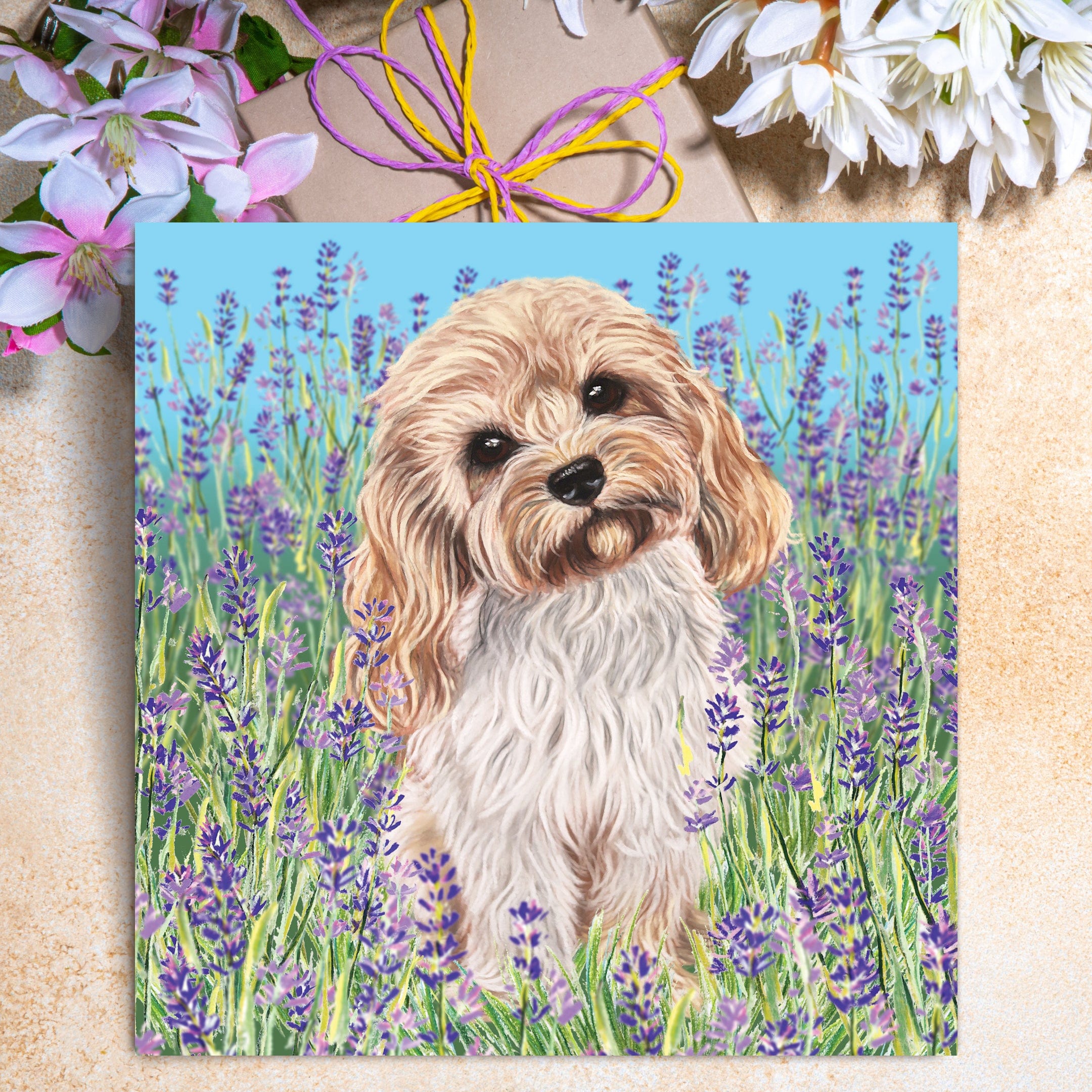 cute cavapoo greeting card