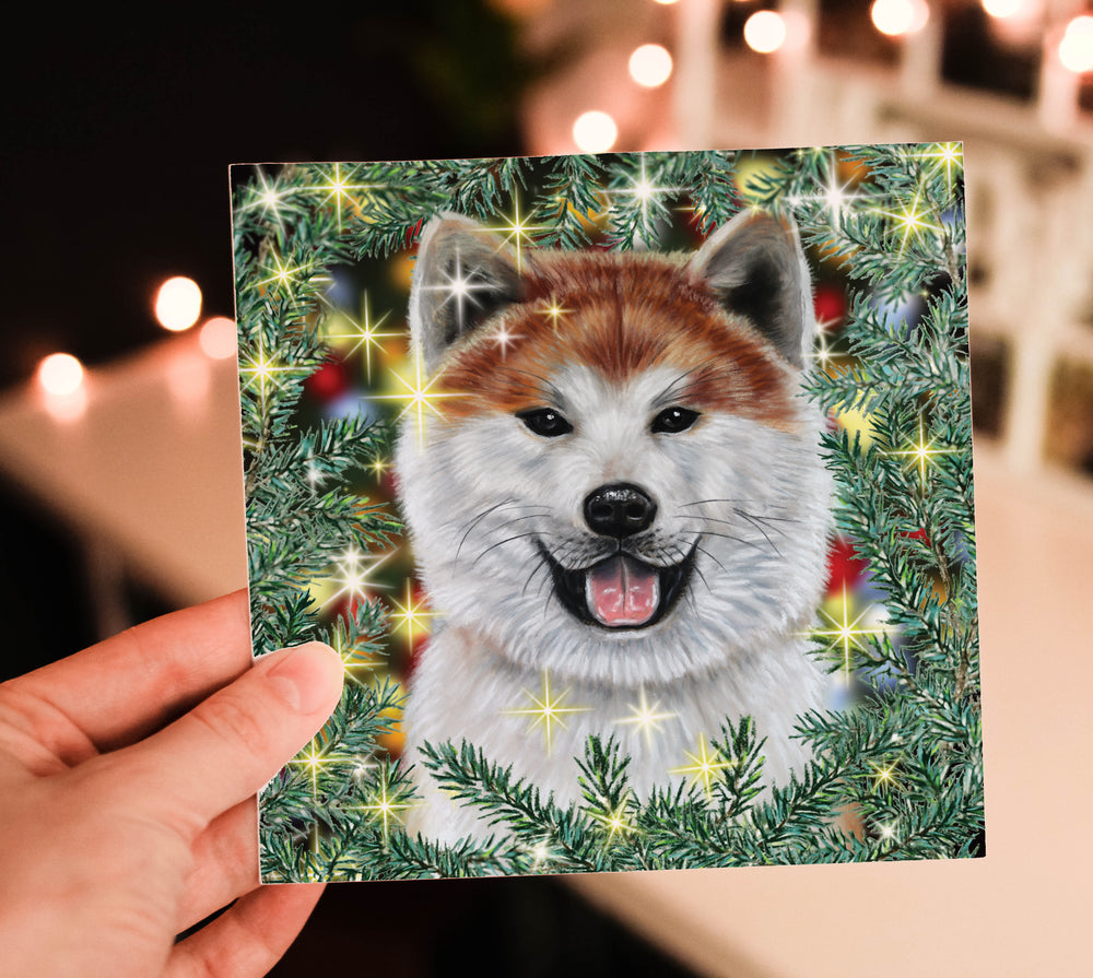 christmas card akita