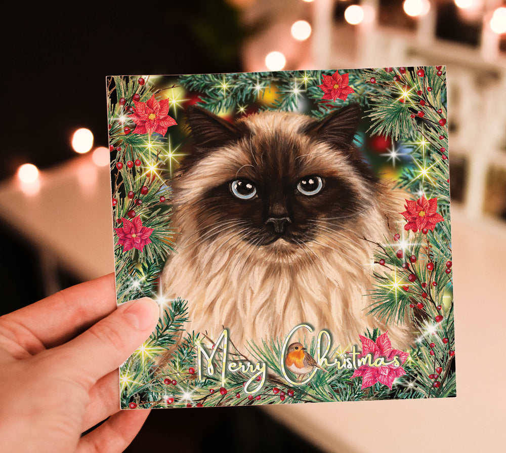 christmas card balinese cat