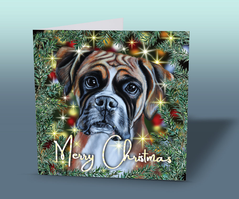 christmas card german boxer