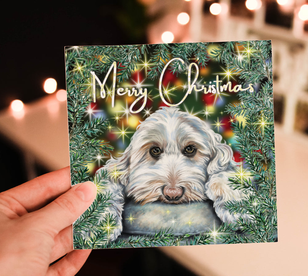 christmas card labradoodle