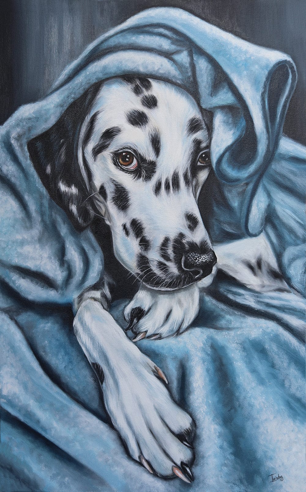 commission dog portrait in oil on canvas