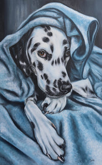 commission dog portrait in oil on canvas
