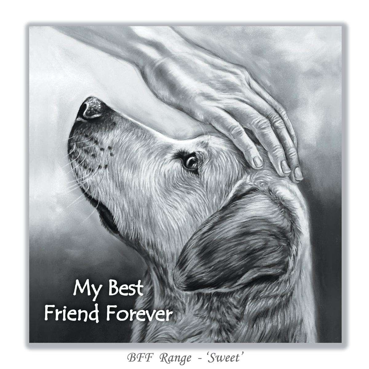 Dog memorial card in black and white with the phrase My Best Friend Forever, perfect for expressing sympathy and love after the loss of a beloved dog
