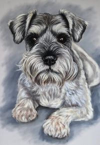 Artistic depiction of a dog on a gray background