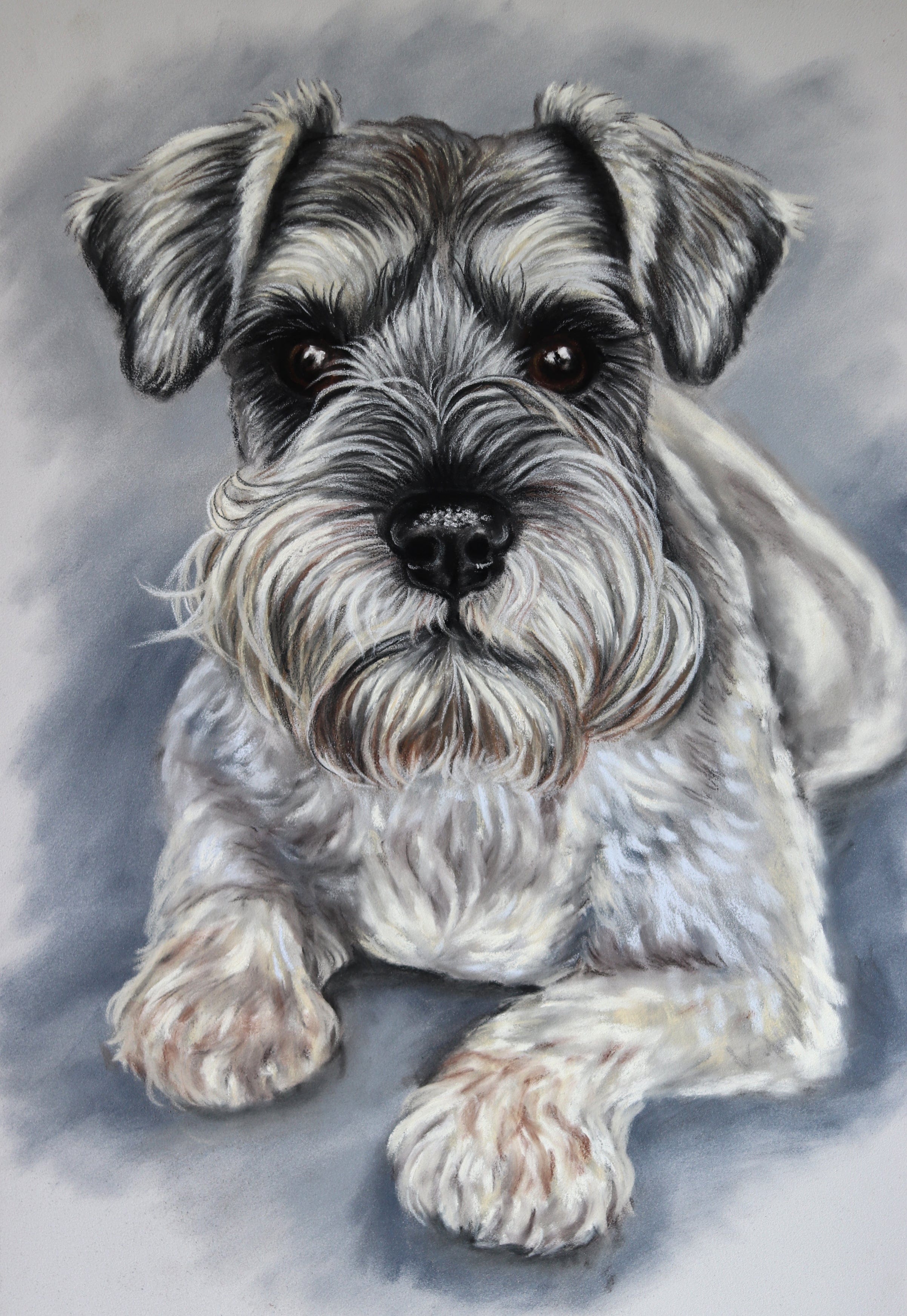 Artistic depiction of a dog on a gray background