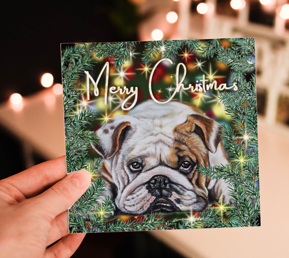 english bulldog  christmas card