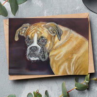 German boxer dog fine art greeting card