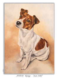 Unique Jack Russell art card printed on high-quality paper, ideal for dog lovers and collectors of fine art cards.