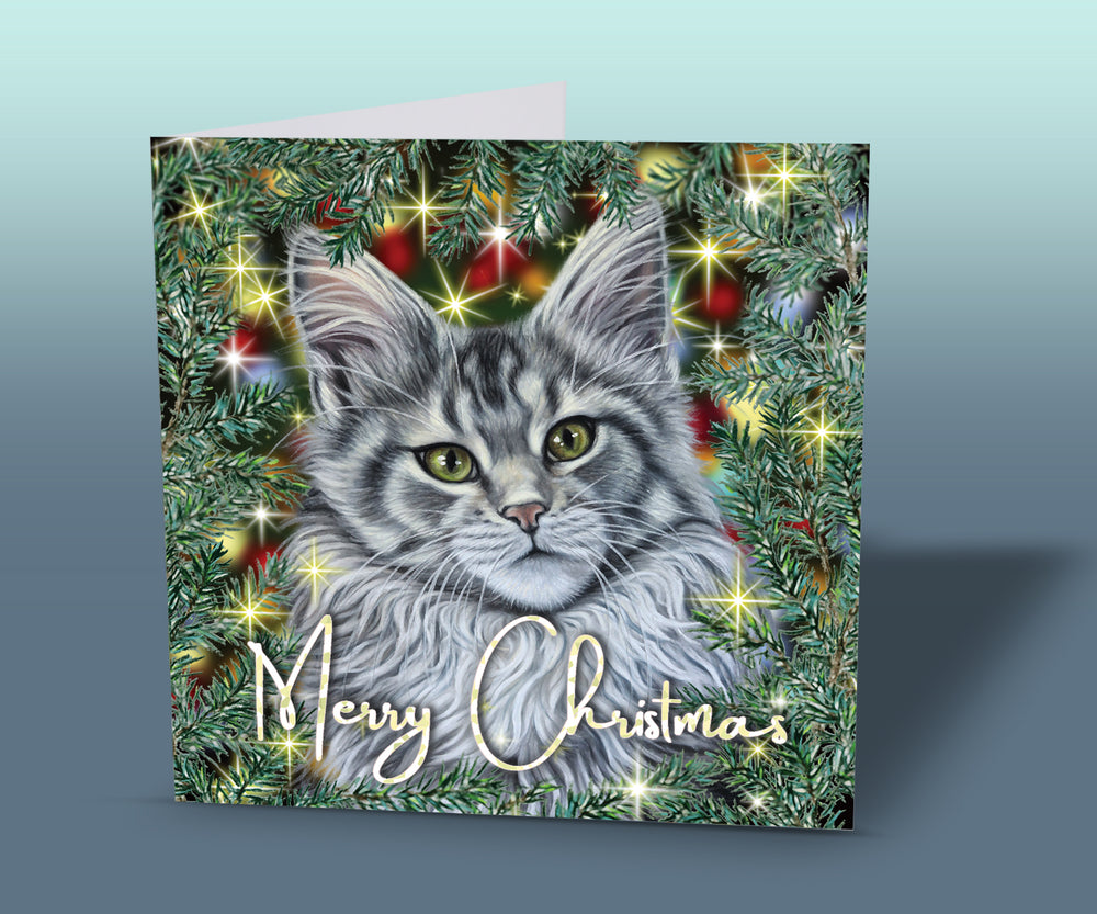 maine coon christmas card