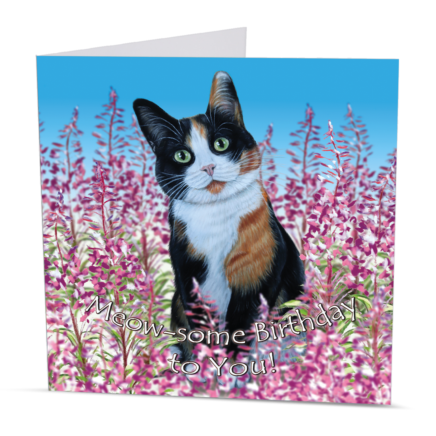 Tri-coloured Cat Birthday Card