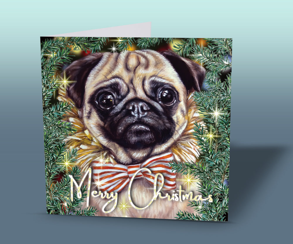 pug card christmas