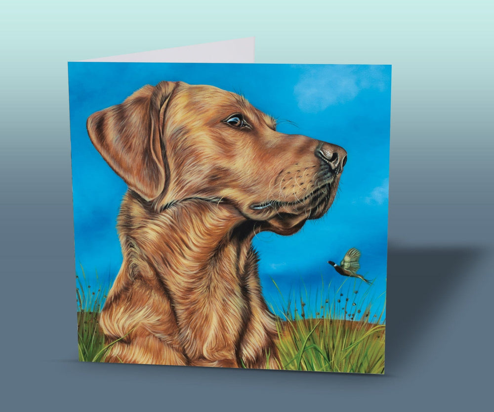 card with red Labrador retriever