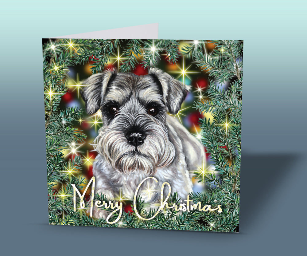 Schnauzer dog christmas card