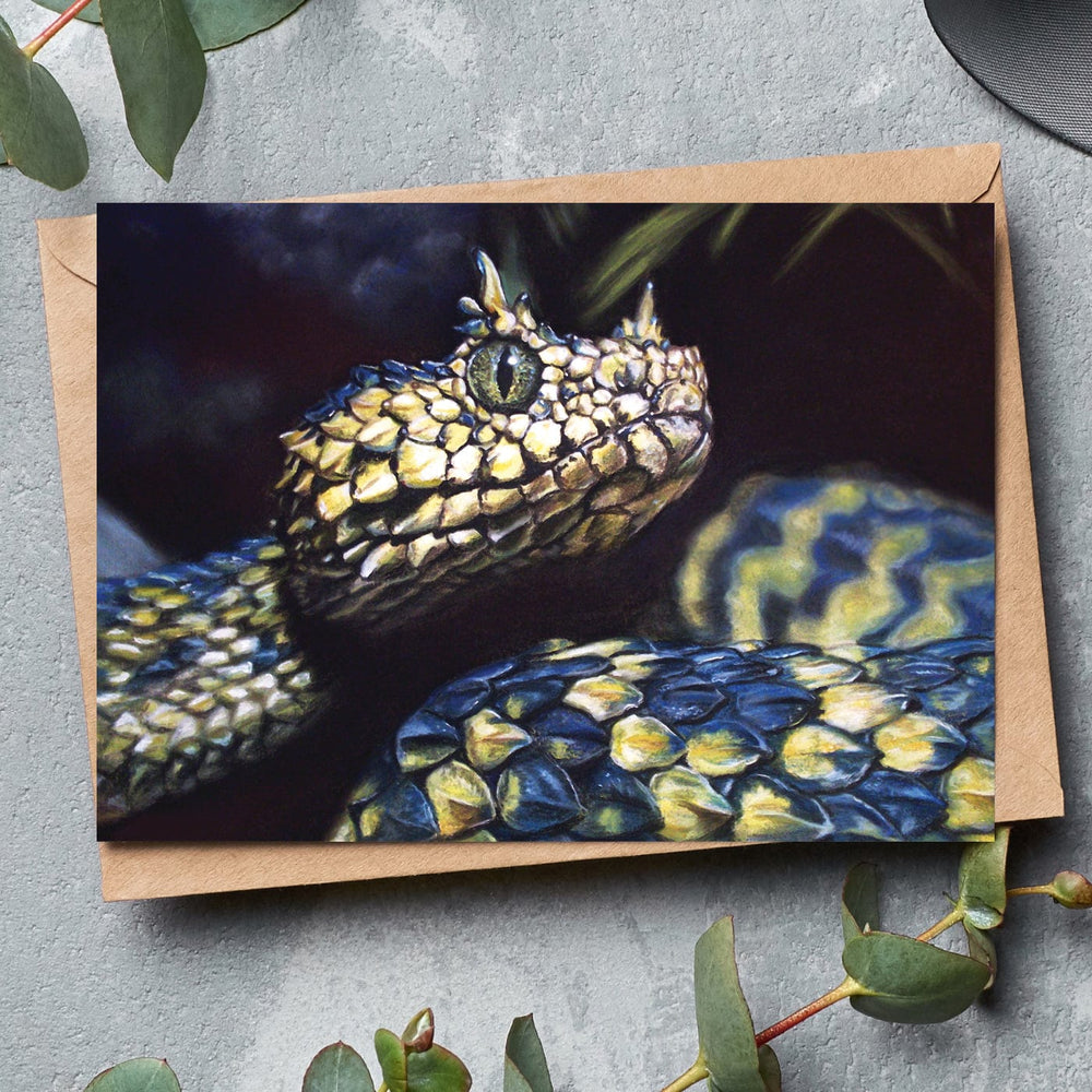 snake fine art greeting card horned viper