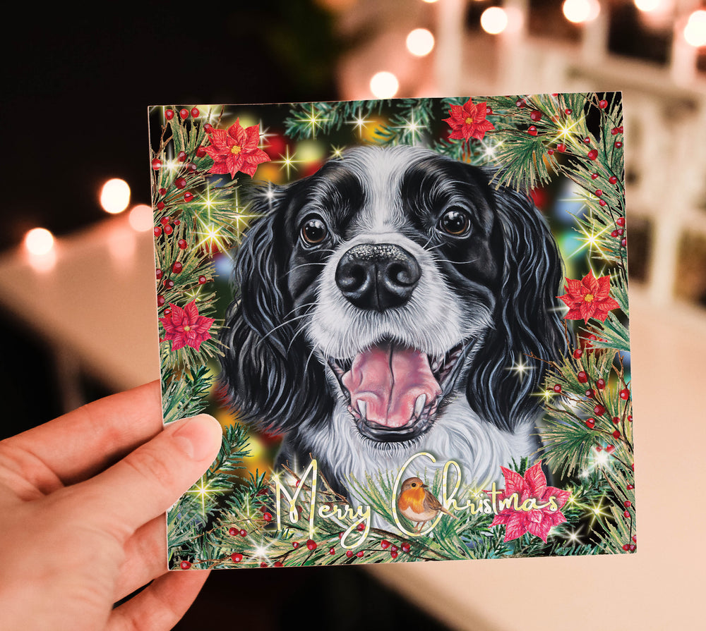 springer spaniel christmas card